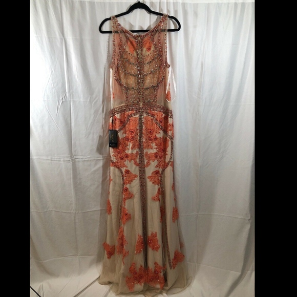 NWD Terani Couture embellished lace gown SZ 14 - Picture 7 of 8